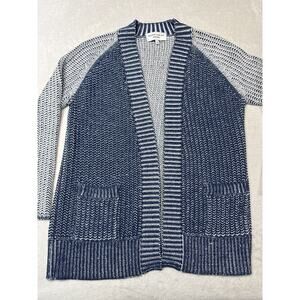 Derek Lam Athleta Knit Crosswalk Blue White Minimalist Cardigan SZ Small